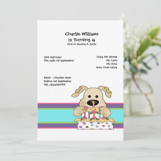 Invitation Fête d'anniversaire de chien (Debout devant)