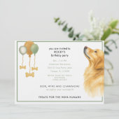 Invitation Fête d'anniversaire de chien à l'aquarelle (Debout devant)