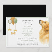 Invitation Fête d'anniversaire de chien à l'aquarelle (Devant / Derrière)