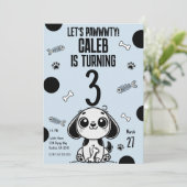 Invitation Fête d'anniversaire de chien chiot os de poisson b (Debout devant)