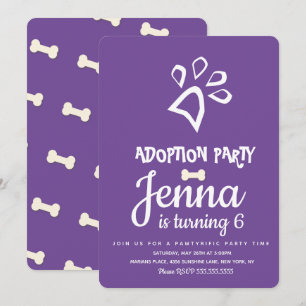 Invitation Fête d'anniversaire de chien de compagnie d'adopti