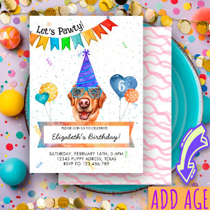Invitation Fête d'anniversaire de chien Labrador jaune Lets P