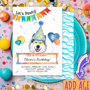 Invitation Fête d'anniversaire de chien Malamute d'Alaska lai