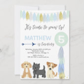 Invitation Fête d'anniversaire de chien, mignon chiot garçon (Devant)