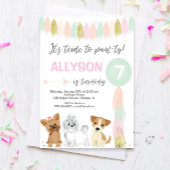Invitation Fête d'anniversaire de chien, mignonne chiot fille