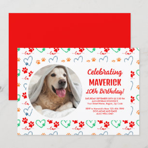Invitation Fête d'anniversaire de chien personnalisable