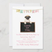 Invitation Fête D'Anniversaire De Chien Pour Fille Carlin (Devant)