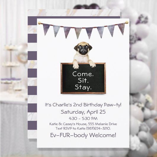 Invitation Fête d'anniversaire de chien pour n'importe quel C