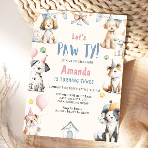 Invitation Fête d'anniversaire de chien Puppy Pawty Anniversa