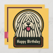 Invitation Fête d'anniversaire de Chien Shaggy Blanc (Devant / Derrière)