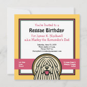 Invitation Fête d'anniversaire de Chien Shaggy Blanc (Dos)