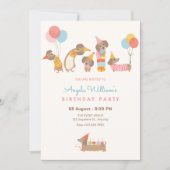 Invitation Fête d'anniversaire de chiens mignons (Devant)