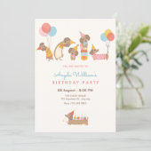 Invitation Fête d'anniversaire de chiens mignons (Debout devant)