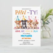 Invitation Fête d'anniversaire de chiot (Debout devant)