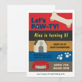 Invitation Fête d'anniversaire de chiot (Devant / Derrière)