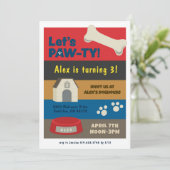 Invitation Fête d'anniversaire de chiot (Debout devant)