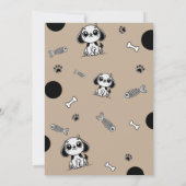 Invitation Fête d'anniversaire de chiot Os de poisson marron  (Dos)