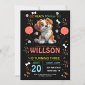 Invitation Fête d'anniversaire de chiot | Thème de chien pour (Devant)