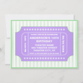 Invitation Fête d'anniversaire de cinéma Purple Green (Dos)