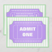Invitation Fête d'anniversaire de cinéma Purple Green (Devant / Derrière)