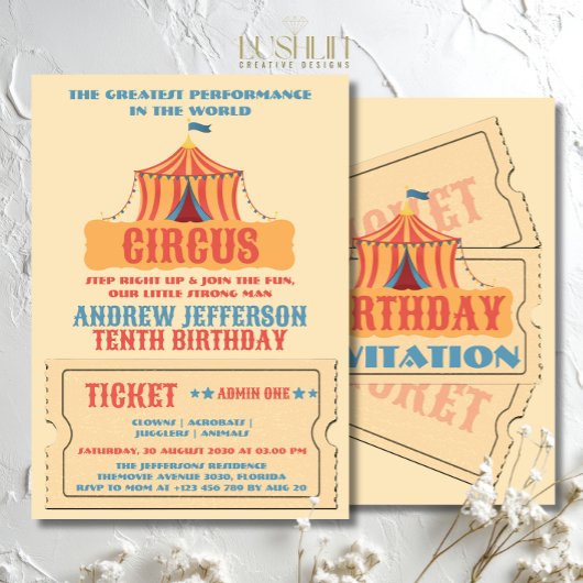 Invitation Fête d'anniversaire de cirque Carnaval