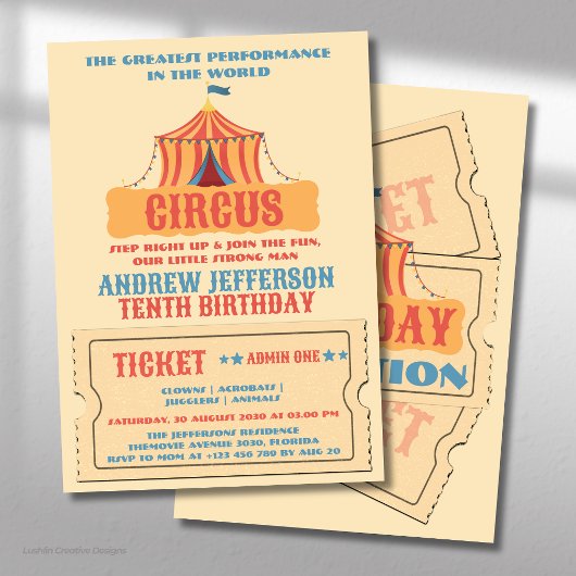 Invitation Fête d'anniversaire de cirque Carnaval