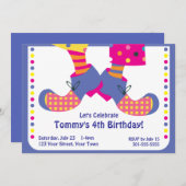 Invitation Fête d'anniversaire de clown de cirque (Devant / Derrière)