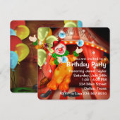 Invitation Fête d'anniversaire de clown de cirque jonglant (Devant / Derrière)