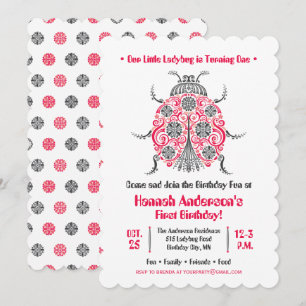 Invitation Fête d'anniversaire de coccinelle • Élégant et mig