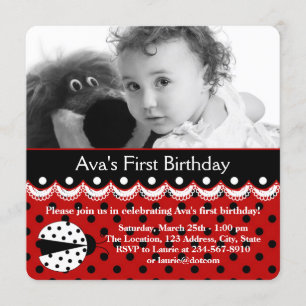 Invitation Fête d'anniversaire de coccinelle rouge