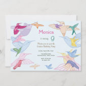 Invitation Fête d'anniversaire de colibris (Devant)
