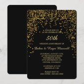 Invitation Fête d'anniversaire de confettis de ruban d'or (Devant / Derrière)