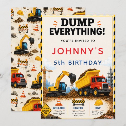 Invitation Fête d'anniversaire de construction (Devant / Derrière)