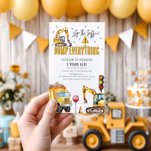 Invitation Fête d'anniversaire de construction à l'aquarelle 