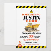 Invitation Fête d'anniversaire de construction mignonne tout (Devant / Derrière)