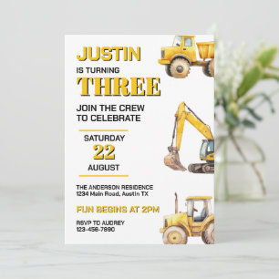 Invitation Fête d'anniversaire de construction mignonne tout