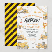 Invitation Fête d'anniversaire de construction moderne (Devant / Derrière)