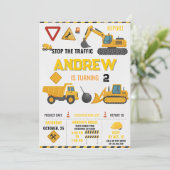 Invitation Fête d'anniversaire de construction moderne pour e (Debout devant)