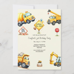Invitation Fête d'anniversaire de construction pour garçon