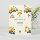 Invitation Fête d'anniversaire de construction pour garçon (Debout devant)