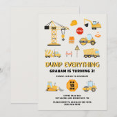Invitation Fête d'anniversaire de construction Tout Déverser (Devant / Derrière)