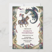Invitation Fête d'anniversaire de conte de fées médiéval Chev (Devant)