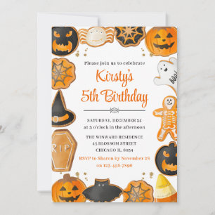 Invitation Fête d'anniversaire de cookies Halloween à l'aquar