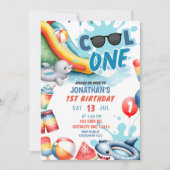 Invitation Fête d'anniversaire de Cool One Pool 1ère année (Devant)