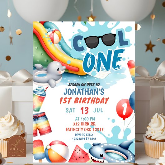 Invitation Fête d'anniversaire de Cool One Pool 1ère année