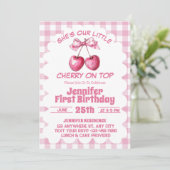 Invitation Fête d'anniversaire de Coquette Cherry On Top 1 an (Debout devant)
