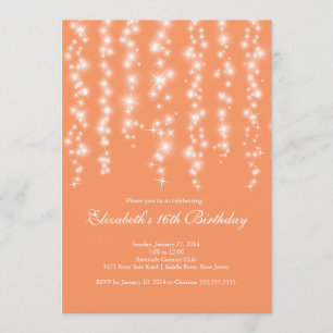 Invitation Fête d'anniversaire de corail de sweet sixteen