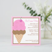 Invitation Fête d'anniversaire de cornet de crème glacée de (Debout devant)