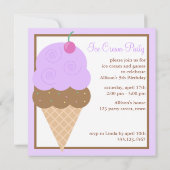 Invitation Fête d'anniversaire de cornet de crème glacée de (Dos)