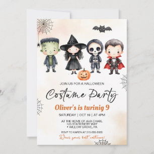 Invitation Fête d'anniversaire de costume d'Halloween Spookta